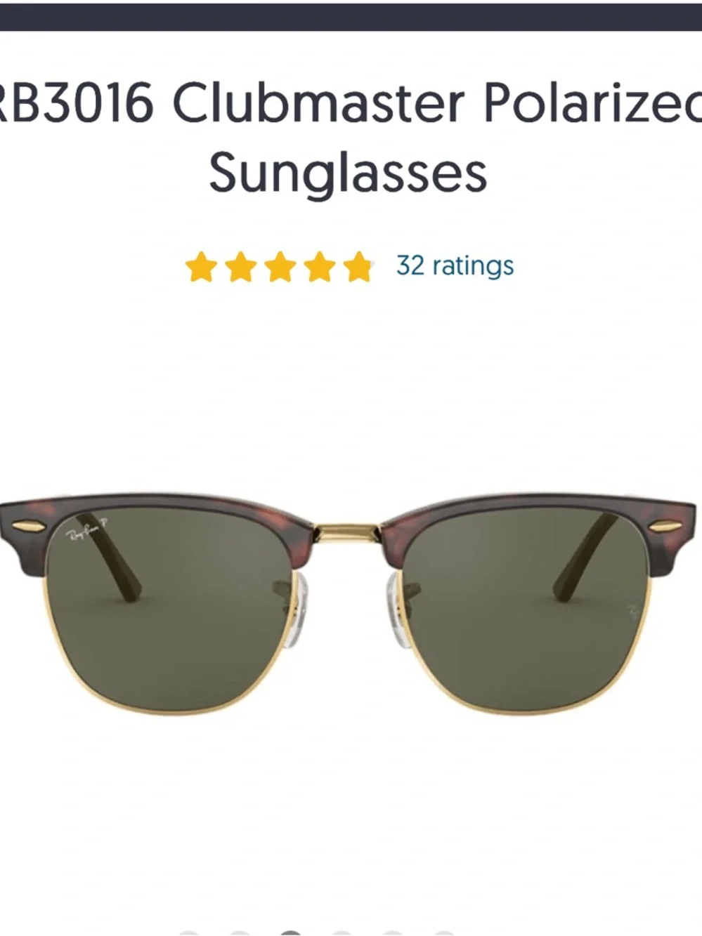 Ray-Ban RB3016 Clubmaster Polarized Sunglasses Havana Gold 51-21 w/ Case